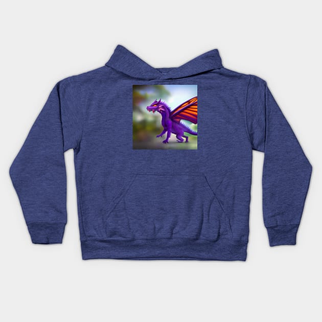 Purple Fairy Dragon with Butterfly Wings Kids Hoodie by Dragynrain